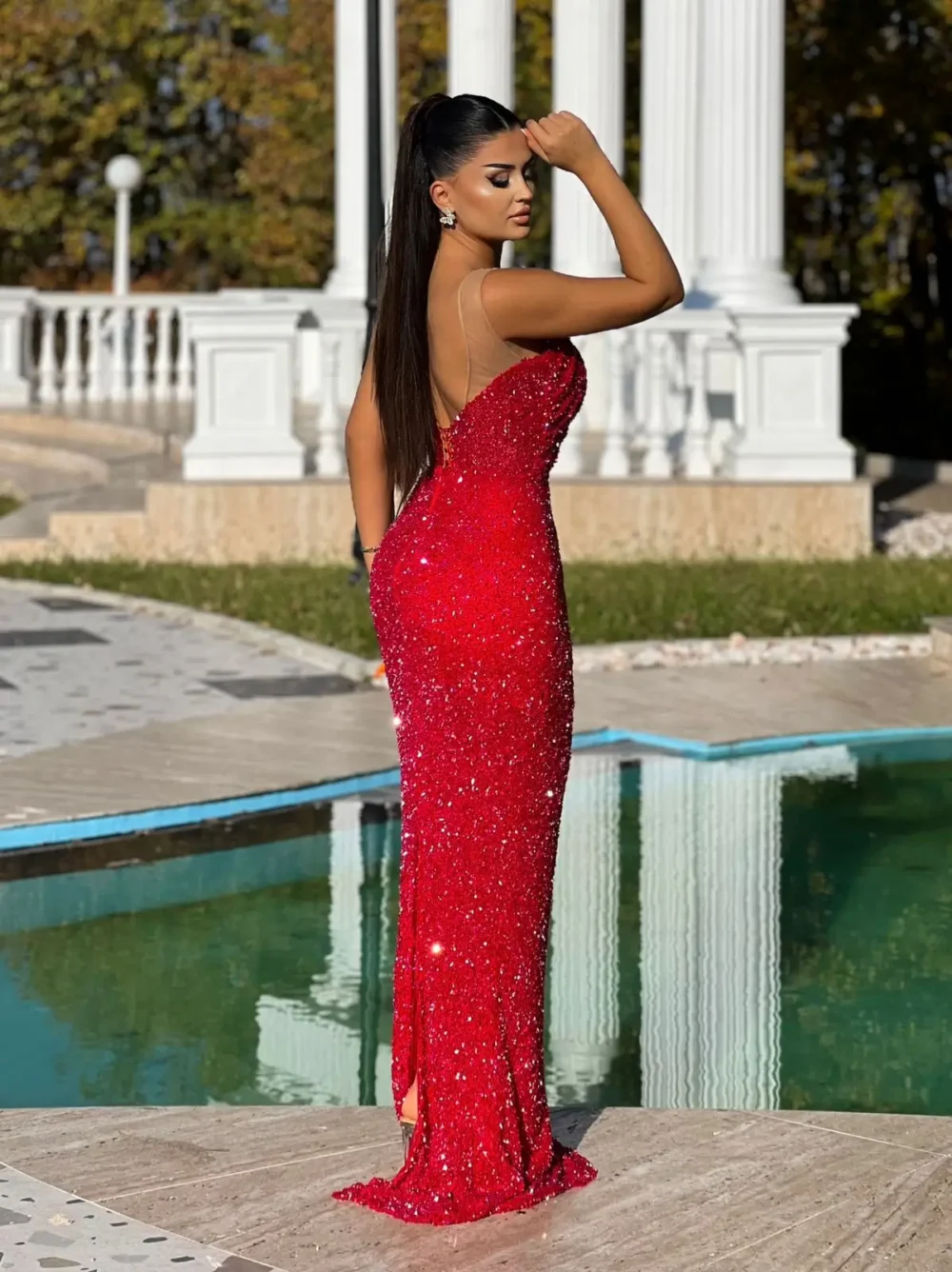 Sparkling Red Elegance Gown - Image 5