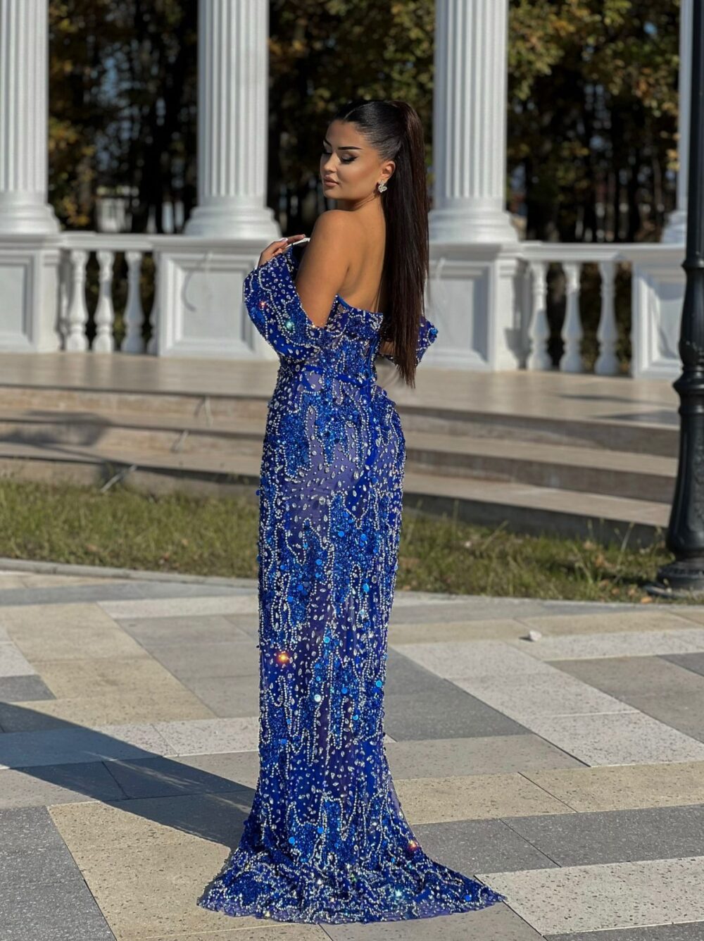 Blue Sparkle Slit Dress - Image 7