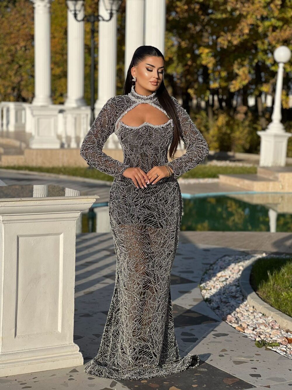 Crystal Web Cutout Gown