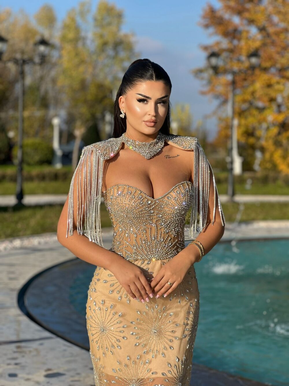 Gold Crystal Sheer Gown - Image 6