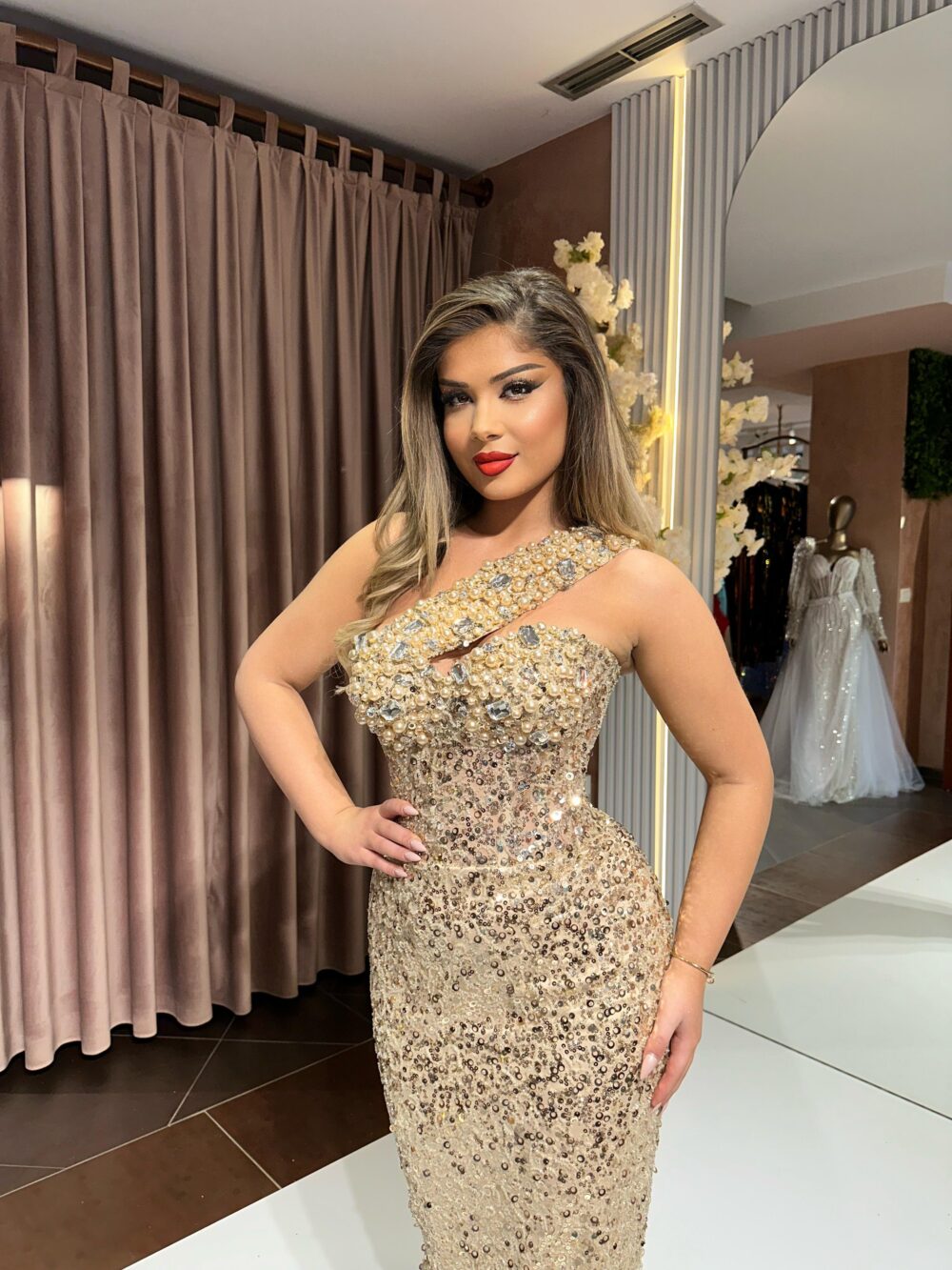 Gold Sequin One-Shoulder - Image 2