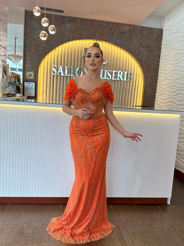 Orange Sequin Beaded