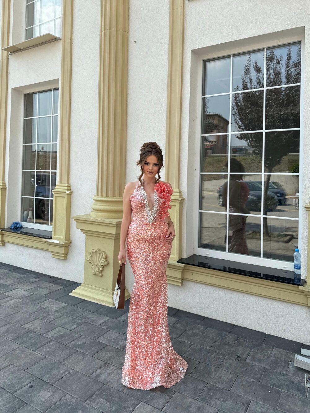 Peach Sequin Floral Embellished - Image 2